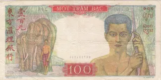 French Indochina 100 Piastres, 1947-1954 reverse