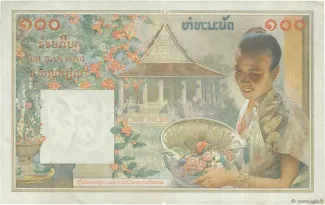 French Indochina 100 Piastres, 1954 reverse