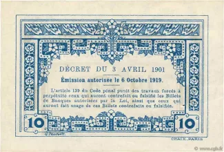 French Indochina 10 Cent, 1920-1923 reverse