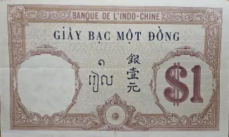 French Indochina 1 Piastre, 1921-1931 reverse