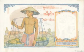 French Indochina 1 Piastre, 1953 reverse