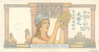 French Indochina 20 Piastres, 1936-1939 reverse