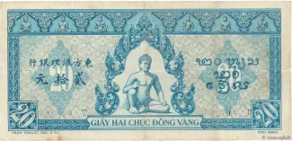 French Indochina 20 Piastres, 1942-1945 reverse