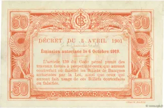 French Indochina 50 Cent, 1920-1923 reverse