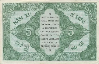 French Indochina 5 Cent, 1942 reverse