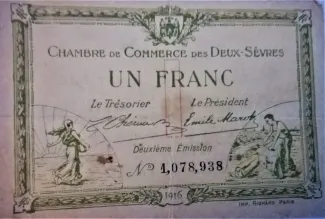 French notgeld 1 Franc, 1916 image