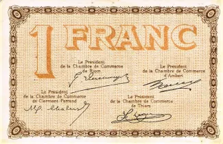 French notgeld 1 Franc, 1920-1926 reverse