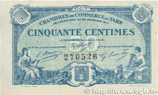 French notgeld 50 Centimes, 1917 image
