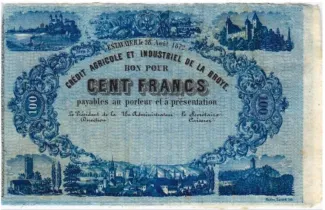 Fribourg 100 Francs, 1872 obverse