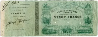 Fribourg 20 Francs, 1874 obverse