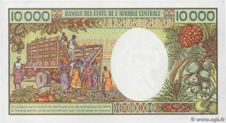 Gabon 10.000 Francs, 1984-1991 reverse