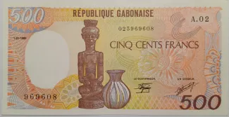 Gabon 500 Francs, 1985 obverse