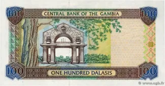 Gambia 100 Dalasis, 2001-2005 reverse