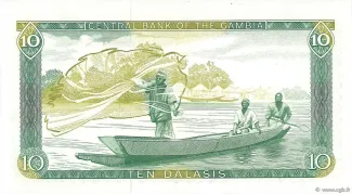 Gambia 10 Dalasis, 1972-1990 reverse