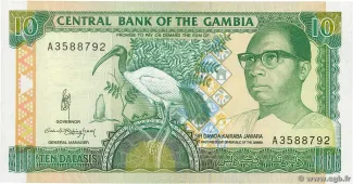Gambia 10 Dalasis, 1991-1995 obverse
