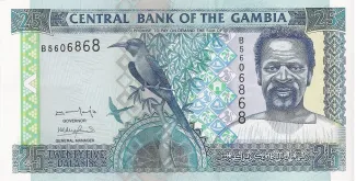 Gambia 25 Dalasis, 1996-2005 obverse