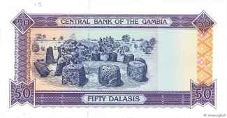 Gambia 50 Dalasis, 1989-1995 reverse