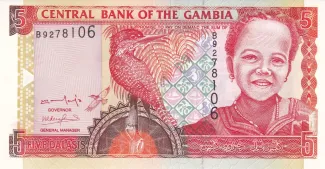 Gambia 5 Dalasis, 1996-2005 obverse