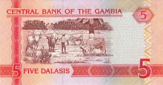 Gambia 5 Dalasis, 2006-2013 reverse