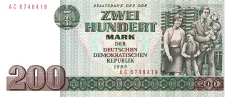 German Democratic Republic 200 Mark, 1985 P-32 obverse