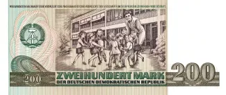 German Democratic Republic 200 Mark, 1985 P-32 reverse