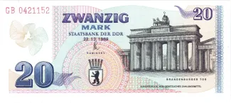 German Democratic Republic 20 Mark, 1989 obverse