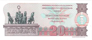 German Democratic Republic 20 Mark, 1989 reverse