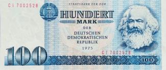 German Democratic Republic 100 Mark, 1975 P-31 - P#31b (printed 1986) - Narrow serial number obverse