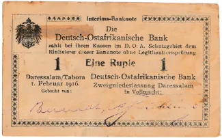 German East Africa 1 Rupien, 1916 P-19 obverse