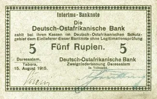 German East Africa 5 Rupien, 1915 image