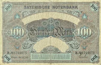 German States 100 Mark, 1875-1900 reverse