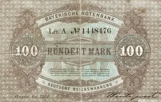 German States 100 Mark, 1875 reverse