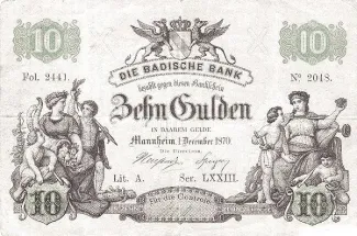 German States 10 Gulden, 1870 obverse