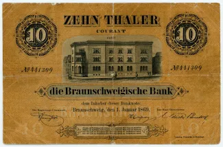 German States 10 Thaler, 1869 obverse