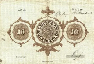 German States 10 Thaler, 1865 reverse