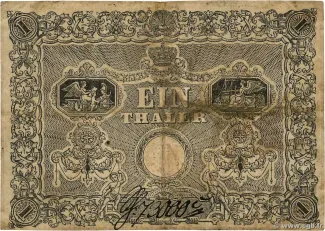 German States 1 Thaler, 1849 reverse