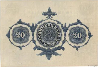 German States 20 Thaler, 1865 reverse