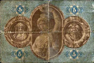 German States 5 Gulden, 1866 reverse