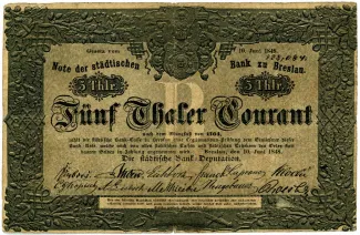 German States 5 Thaler, 1848 obverse