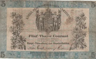 German States 5 Thaler, 1856 obverse