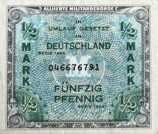 Germany 1/2 Mark, 1944 P-191 obverse