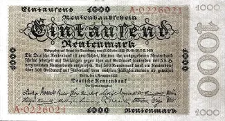 Germany 1.000 Rentenmark, 1923 obverse