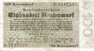 Germany 100 Rentenmark, 1923 obverse