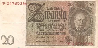 Germany 20 Reichsmark, 1929 obverse