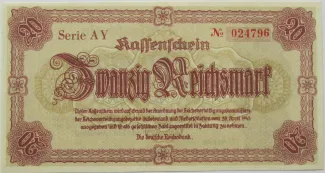 Germany 20 Reichsmark, 1945 P-187 obverse