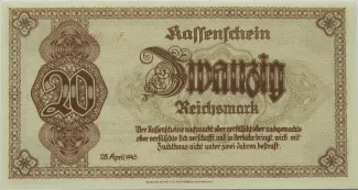 Germany 20 Reichsmark, 1945 P-187 reverse