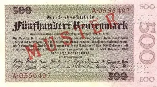 Germany 500 Rentenmark, 1923 obverse