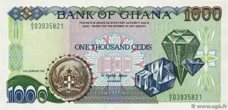 Ghana 1.000 Cedis, 1991-1996 obverse