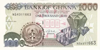 Ghana 1.000 Cedis, 1996-2003 obverse