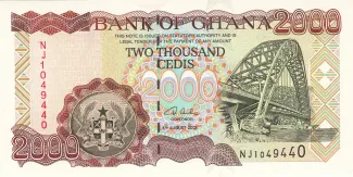Ghana 2.000 Cedis, 1996-2006 obverse